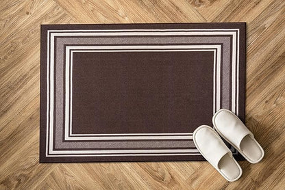 Modern Bordered Non Slip Indoor Runner Rugs for Living Room 2x3 Area Rugs for Kitchen, Rug for Bedroom, and Hallway, Stain Resistant Easy Cleaning Non Shedding Brown 2 x 3