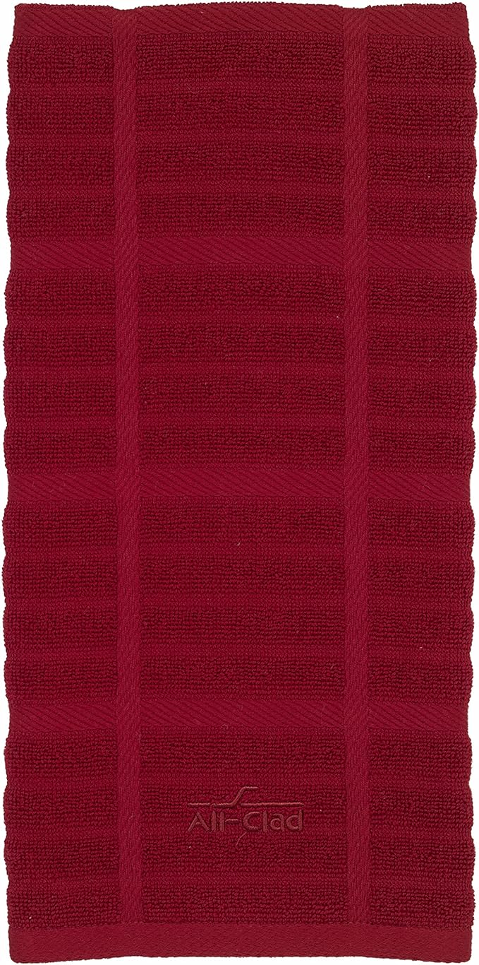 All-Clad Solid Kitchen Towel: Highly Absorbent, Super Soft Long Lasting - 100% Cotton, 17"x30" Tea Towel for Cleaning & Drying Dishes, Pans, Glassware, or Countertops, (1-Pack), Chili