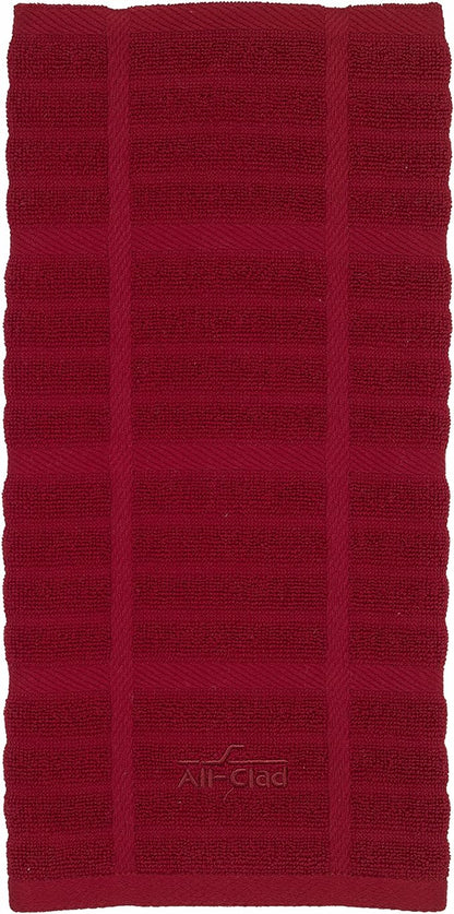 All-Clad Solid Kitchen Towel: Highly Absorbent, Super Soft Long Lasting - 100% Cotton, 17"x30" Tea Towel for Cleaning & Drying Dishes, Pans, Glassware, or Countertops, (1-Pack), Chili