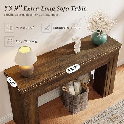 Huuger 54 Inch Entryway Table, Retangular Console Table with Storage, Farmhouse Sofa Table Behind The Couch, Long for Entrance, Hallway, Foyer, Living Room, Retro