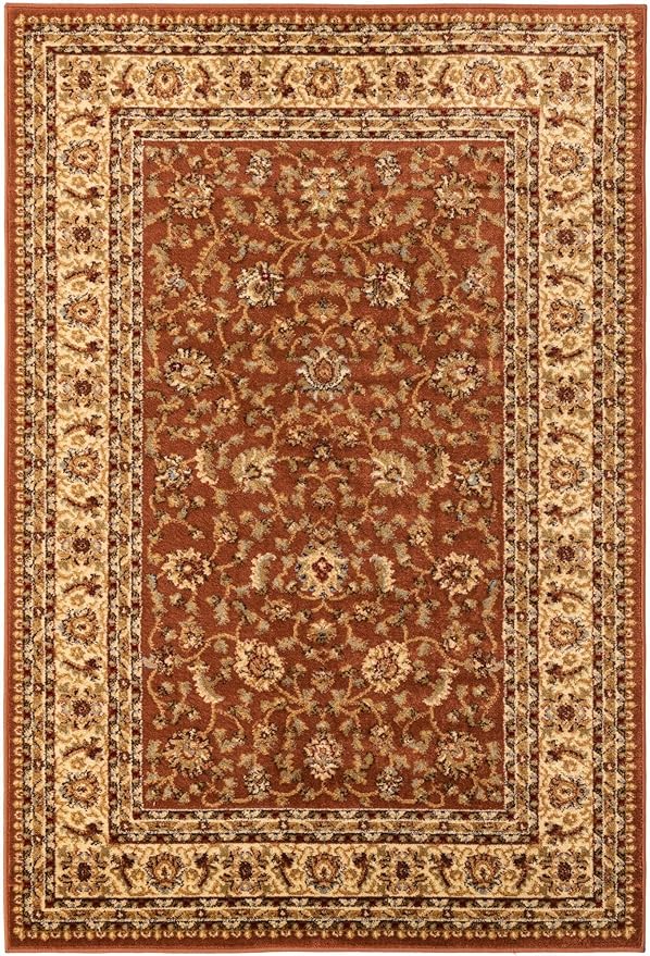 Rugs.com Aditi Collection Rug – 4' x 6' Brick Red Low Rug Perfect for Living Rooms, Large Dining Rooms, Open Floorplans
