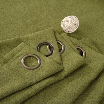 YoungsTex Olive Green Curtains 40 Inches Length for Short Window - Linen Textured Drapes Privacy Light Filtering with Bronze Grommet for Kitchen/Cafe/Country Decorative Privacy, 42 x 40 Inch, 2 Panels