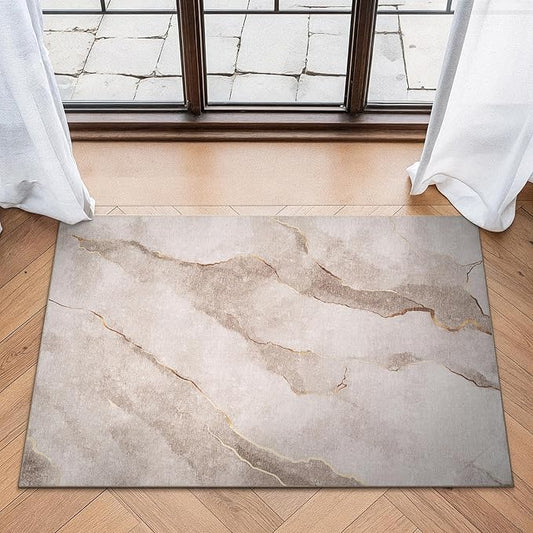 Bloom Rugs Washable Non-Slip 2x3 Rug - Ivory/Gold Modern Abstract Area Rug for Living Room, Bedroom, Dining Room, and Kitchen - Exact Size: 2' x 3'