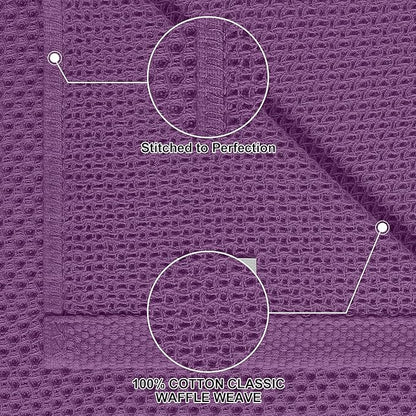 Homaxy 100% Cotton Kitchen Towels and Dishcloths Set, 12 x 12 Inches and 13 x 28 Inches, Set of 12 Bulk Kitchen Towels Set, Ultra Soft Absorbent Dish Cloths for Washing Dishes, Purple