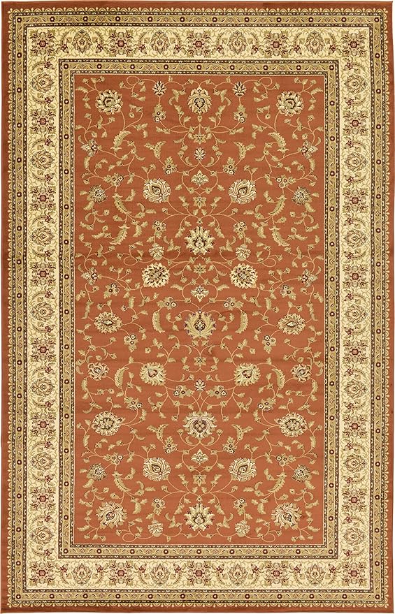 Rugs.com Aditi Collection Rug – 10' 6 x 16' 5 Brick Red Low Rug Perfect for Living Rooms, Large Dining Rooms, Open Floorplans