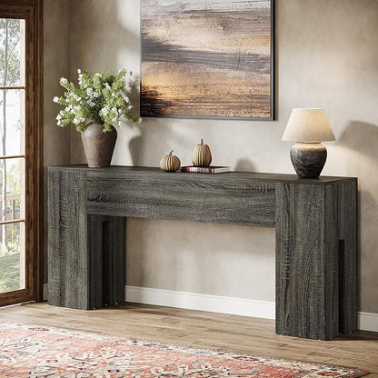 Tribesigns 71-Inch Long Console Table for Entryway, Farmhouse Sofa Console Behind Couch, Entry Table for Hallway, Foyer, Living Room, Gray