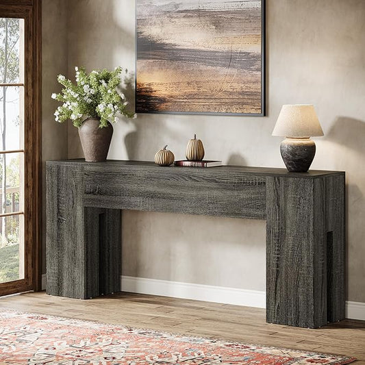 Tribesigns 71-Inch Long Console Table for Entryway, Farmhouse Sofa Console Behind Couch, Entry Table for Hallway, Foyer, Living Room, Gray