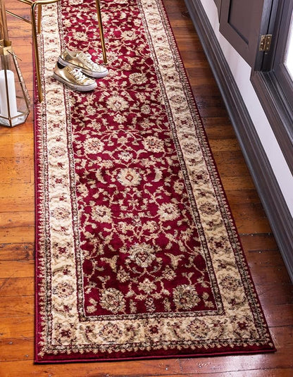 Rugs.com Aditi Collection Rug – 2' 2 x 6' Runner Red Low Rug Perfect for Living Rooms, Large Dining Rooms, Open Floorplans