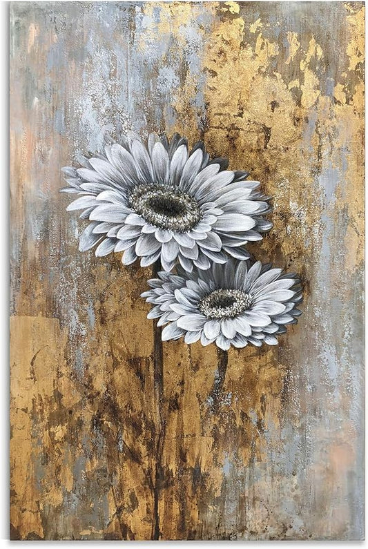 Yihui Arts Wild Sunflower Wall Art Vintage Floral Painting Pictures for Farmhouse Living Room Bedroom Decor