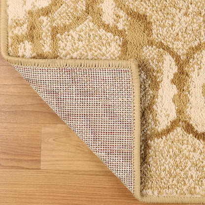 Superior Indoor Area Runner, Jute Backed, Perfect for Hallway, Living/ Dining Room, Bedroom, Office, Kitchen, Entryway, Modern Geometric Trellis Floor Decor, Viking Collection, 2' 7" x 8', Beige