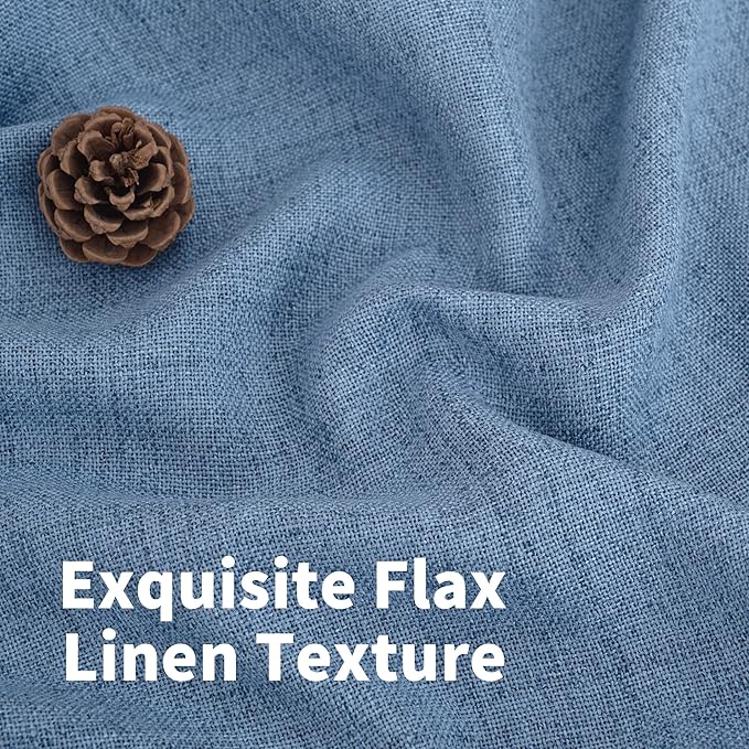 YoungsTex Denim Blue Linen Curtains 72 Inch Length for Living Room - Light Filtering Semi Sheer Drapes with Rod Pocket Back Tab Privacy Coastal for Bedroom, 2 Panels, 52 x 72 Inch