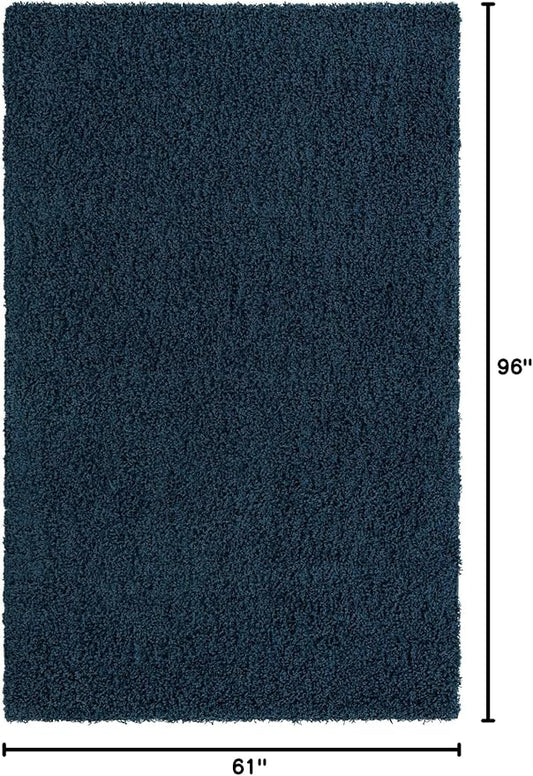 Unique Loom Solid Shag Collection Area Rug (5' 1" x 8' Rectangle, Sapphire Blue/ Navy Blue)