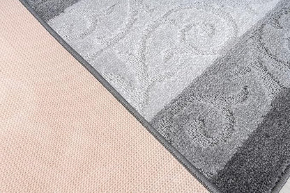 Custom Size Hallway Runner Rug, Slip Resistant, 26 Inch Wide x Your Choice of Length Size, Scroll Anthracite, 26 Inch X 26 Feet, Sold and Priced Per Foot