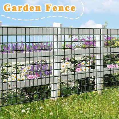 Green Metal Garden Fence, 72inch(H) x 50ft(L), 2 inch x 3 inch,14GA 2/3/4/5/6 Ft Tall Chicken Wire PVC Coated Welded Wire Mesh Roll for Dogs Border Yard Vegetable Plant Protection Poultry Netting