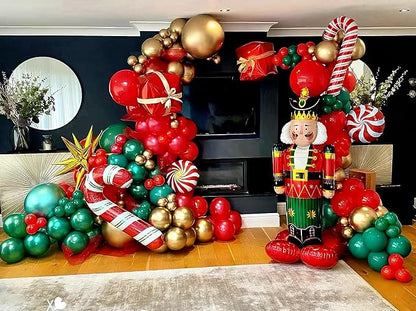 Red and Green Balloons: 75 PCS, 12in & 5in Green Gold Latex Christmas Party Balloons