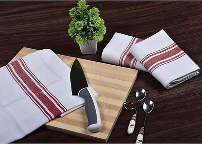100% Cotton Herringbone Kitchen Towels – Ultra Absorbent, Fast-Drying Dish Towel – Soft, Lint-Free & Durable Tea Towels with Hanging Loop – Oversized 18x28 Inches – Red (Pack of 4)