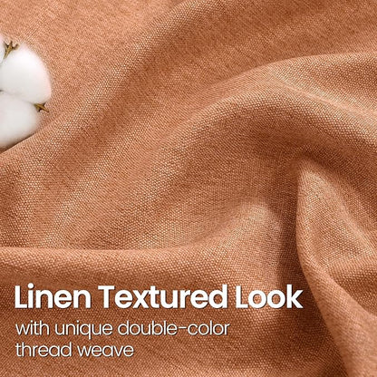 BGment Burnt Orange Linen Curtains for Living Room 84 Inch Length, Rust Terracotta Window Treatments Grommet Light Filtering Drapes Rustic Privacy for Bedroom, Each 52 Inch Wide