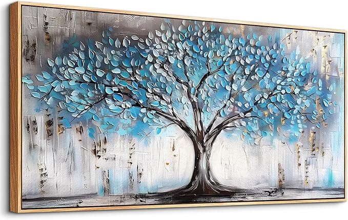 Wapluam Canvas Wall Art For Office Large Panoramic Tree Landscape Abstract Wall Paintings Living Room Wall Decorations Bedroom Decor Wood Framed Prints Textured Pictures Artwork Modern Hotel Decor
