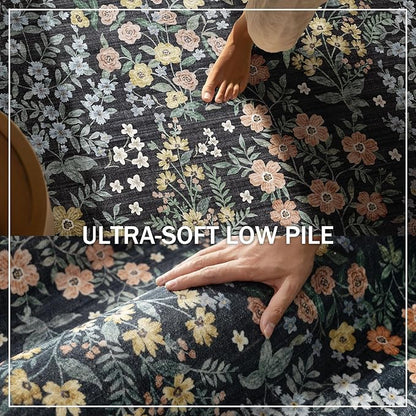Washable Kitchen Rug Runners for Hallways: 2'x6' Entryway Rug with Non Slip Backing Low Pile Soft Indoor Floor Carpet Runner for Kitchen Laundry Room Entry Bedroom Hallway
