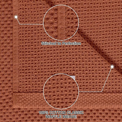 Homaxy 100% Cotton Kitchen Towels and Dishcloths Set, 12 x 12 Inches and 13 x 28 Inches, Set of 10 Bulk Kitchen Towels Set, Ultra Soft Absorbent Dish Cloths for Washing Dishes, Rust