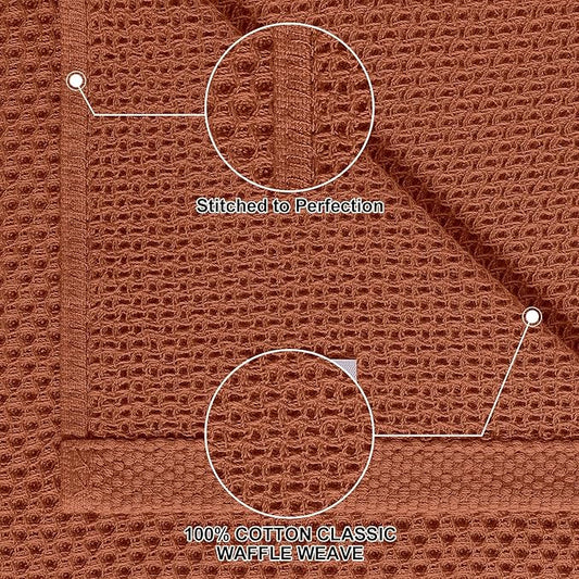 Homaxy 100% Cotton Kitchen Towels and Dishcloths Set, 12 x 12 Inches and 13 x 28 Inches, Set of 10 Bulk Kitchen Towels Set, Ultra Soft Absorbent Dish Cloths for Washing Dishes, Rust