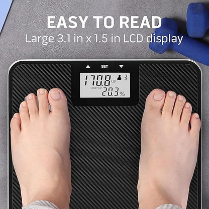Health o meter Digital Body Composition Scale – BMI, Body Fat & Water Mass Measurement, Multi-User Tracking, 450 lb Capacity, Step-On Carbon Fiber Platform, Backlit Display, 3 AAA Batteries Included