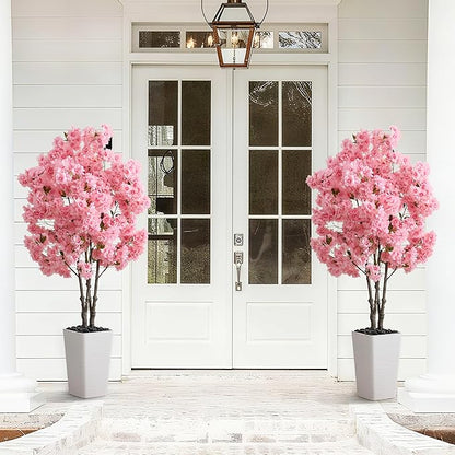 Artificial Cherry Blossom Tree, 5FT Fake Plants Indoor, Faux Pink Sakura Flowers Blooming Tree in Pot, Artificial Trees Silk Plant for House Bedroom Living Room Office Entryway Porch Decor