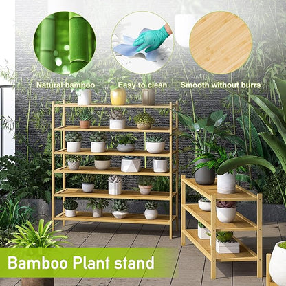 BMOSU 3-Tier Bamboo Extended Shoe Rack Premium Stackable Shoe Shelf Storage Organizer for Hallway Closet Living Room Entryway Organizer(Natural)