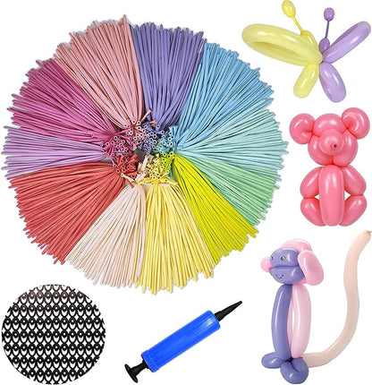 260 Balloons Pack of 100, Premium Long Latex Twisting Balloons for Birthday Wedding Festival Party Pastel Color Pack of 100