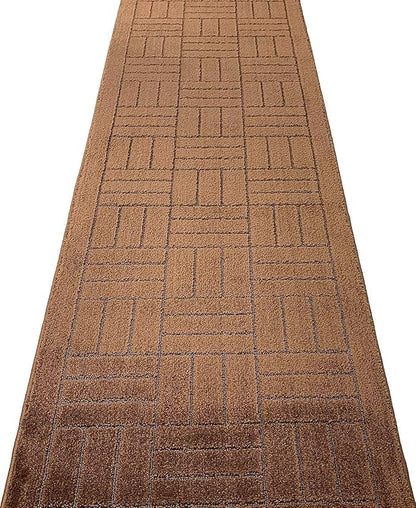 Custom Size Hallway Carpet Runner Rug, Slip Resistant, 31 Inch Wide X Your Choice of Length, Bricks Brown, 31 Inch X 9 feet