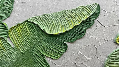YaSheng Art- Modern minimalist 3D textured wall art Oil Paintings on Canvas Green plant paintings handmade Abstract artwork painting canvas wall art for bedroom Home Wall Art Deco Oil Painting 24x48inch