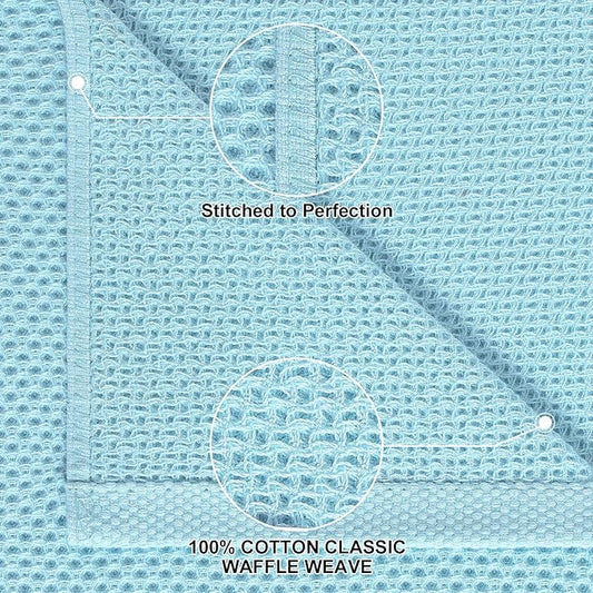 Homaxy 100% Cotton Kitchen Towels and Dishcloths Set, 12 x 12 Inches and 13 x 28 Inches, Set of 8 Bulk Kitchen Towels Set, Ultra Soft Absorbent Dish Cloths for Washing Dishes, Sky Blue