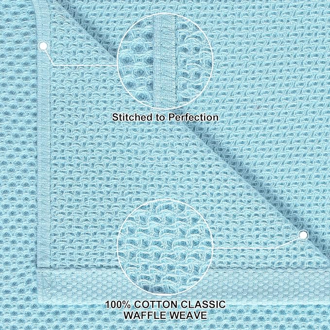 Homaxy 100% Cotton Kitchen Towels and Dishcloths Set, 12 x 12 Inches and 13 x 28 Inches, Set of 12 Bulk Kitchen Towels Set, Ultra Soft Absorbent Dish Cloths for Washing Dishes, Sky Blue