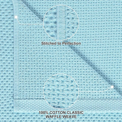 Homaxy 100% Cotton Kitchen Towels and Dishcloths Set, 12 x 12 Inches and 13 x 28 Inches, Set of 10 Bulk Kitchen Towels Set, Ultra Soft Absorbent Dish Cloths for Washing Dishes, Sky Blue