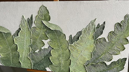 YaSheng Art- Modern minimalist 3D textured wall art Oil Paintings on Canvas Green plant paintings handmade Abstract artwork painting large canvas wall art Home Wall Art Deco Picture 30X60 Inches