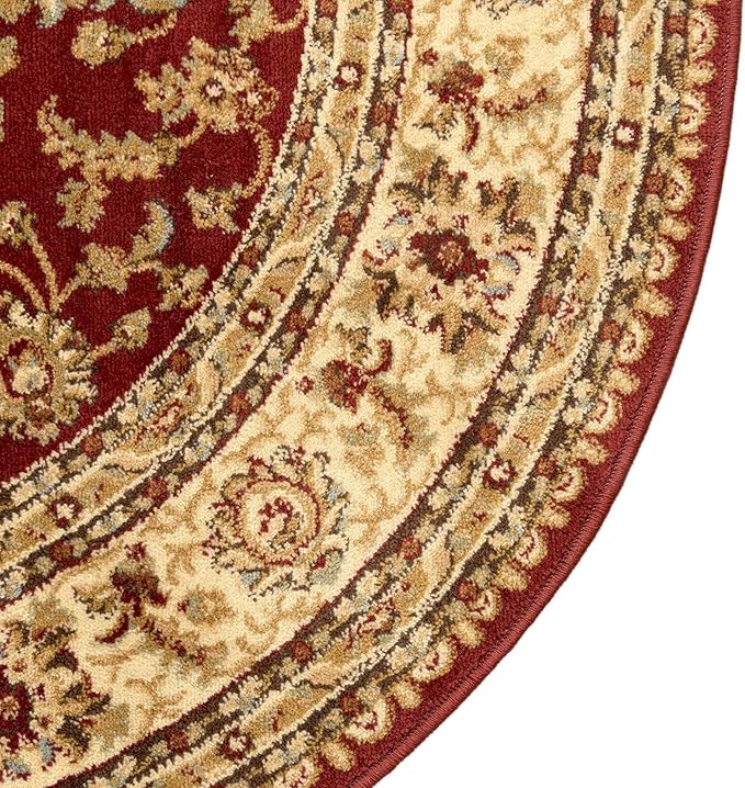 Rugs.com Aditi Collection Rug – 13 Ft Round Red Low Rug Perfect for Kitchens, Dining Rooms