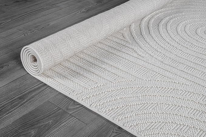Beverly Rug Micro Loop Area Rug White 8x10 Modern Luxury Soft Circle Geometric Durable Indoor Area Rugs for Living Dining Room Office Stain Resistant Non Shedding Casual Indoor Carpet White 8 x 10
