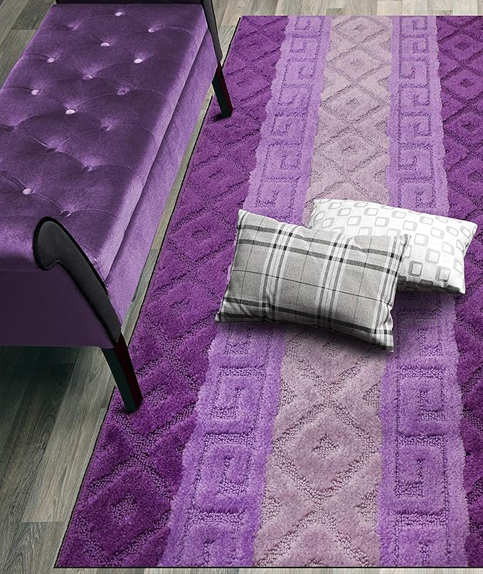 Custom Cut Hallway Runner Rug, Slip Resistant, 31 Inch Wide X Your Choice of Length, Meander Lilac, 31 Inch X 21 feet