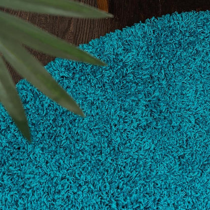 Unique Loom Solid Shag Collection Area Rug (3' 3" x 5' 3" Oval, Turquoise)