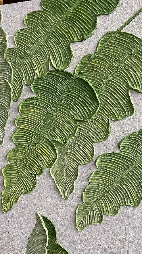 YaSheng Art- Modern minimalist 3D textured wall art Oil Paintings on Canvas Green plant paintings handmade Contemporary Abstract canvas wall art for bedroom Home Wall Deco Oil Painting 30x60inch