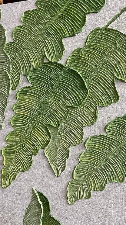 YaSheng Art- Modern minimalist 3D textured wall art Oil Paintings on Canvas Green plant paintings handmade Contemporary Abstract canvas wall art for bedroom Home Wall Deco Oil Painting 30x60inch