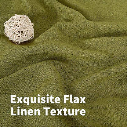 YoungsTex Olive Green Curtains 40 Inches Length for Short Window - Linen Textured Drapes Privacy Light Filtering with Bronze Grommet for Kitchen/Cafe/Country Decorative Privacy, 42 x 40 Inch, 2 Panels