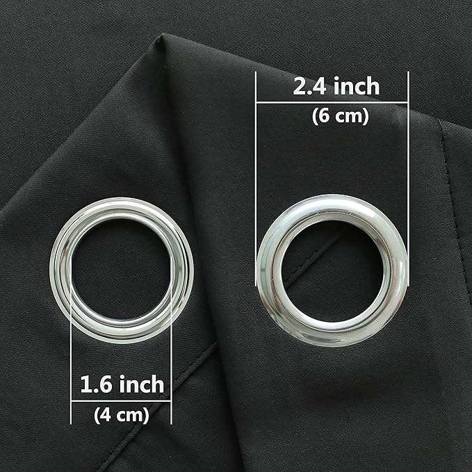 DWCN Black Blackout Curtains Blocking Light Room Darkening Thermal Insulated Grommet Window Curtain for Bedroom Living Room Privacy Solid Drapes 38 x 72 Inches Length, Set of 2 Thick Panels