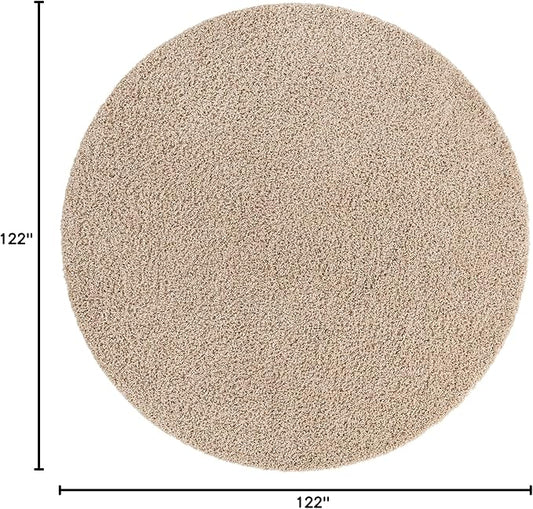 Unique Loom Solid Shag Collection Area Rug (10' 2" Round, Taupe)