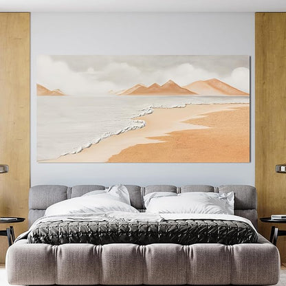 Canvas White Wall Art Decor Abstract Canvas Art Wall Decor Beach Coastal Wall Art Prints Large Modern Wall Art Decorations Oversized Artwork for Walls Bedroom Office Kitchen Wall Decor 29" X 58"
