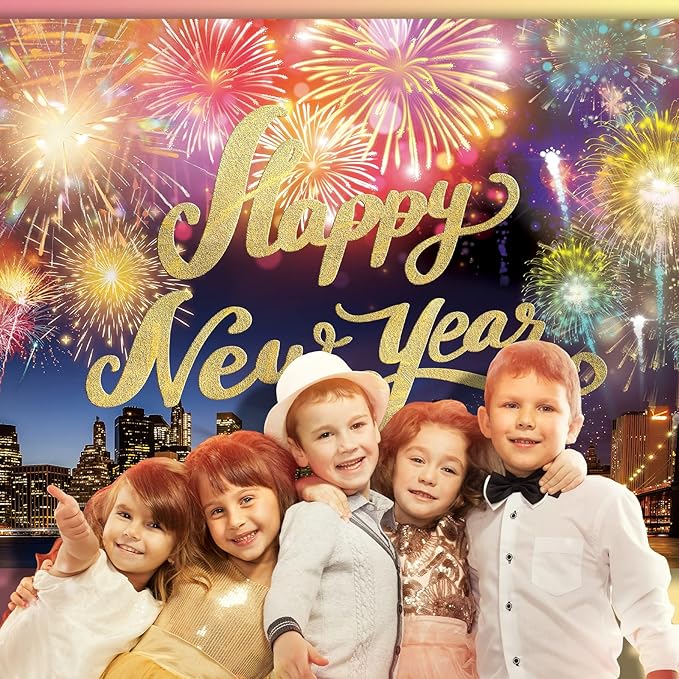 Happy New Year Backdrop,7x5FT New Year Banner 2026 Happy New Year Backdrop Party Decor New Year Eve Party Backdrop Supplies