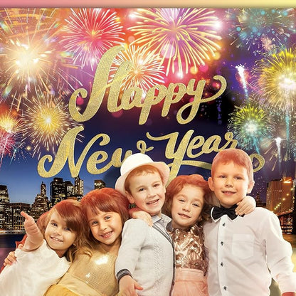 Happy New Year Backdrop,7x5FT New Year Banner 2026 Happy New Year Backdrop Party Decor New Year Eve Party Backdrop Supplies