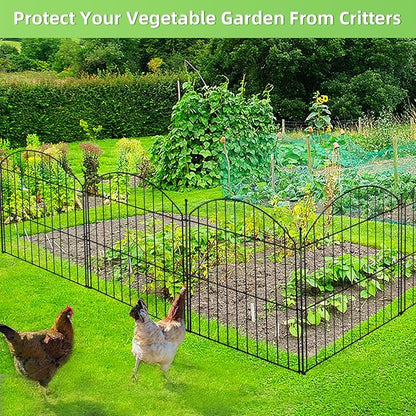 Decorative Garden Fence 24in (H) x10ft (L), 5 Pack No Dig Fence Animal Barrier for Dog, Arched Flower Bed Edging, Wire Border Panel Fencing for Yard Patio Outdoor Decor