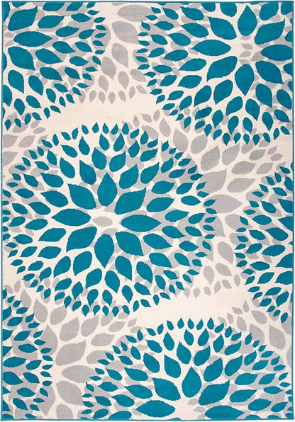 Rugshop Modern Floral Circles Design for Living Room,Bedroom,Home Office,Kitchen Non Shedding Area Rug 9' x 12' Blue