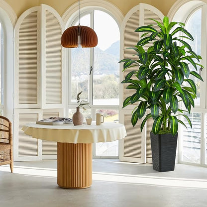 Artificial Dracaena Plant 6FT Tall - Fake Tree with Black Planter - Faux Yucca Tall Fake Floor Plant in Pot - Artificial Trees for Home Bedroom Office Indoor Living Room Decoration